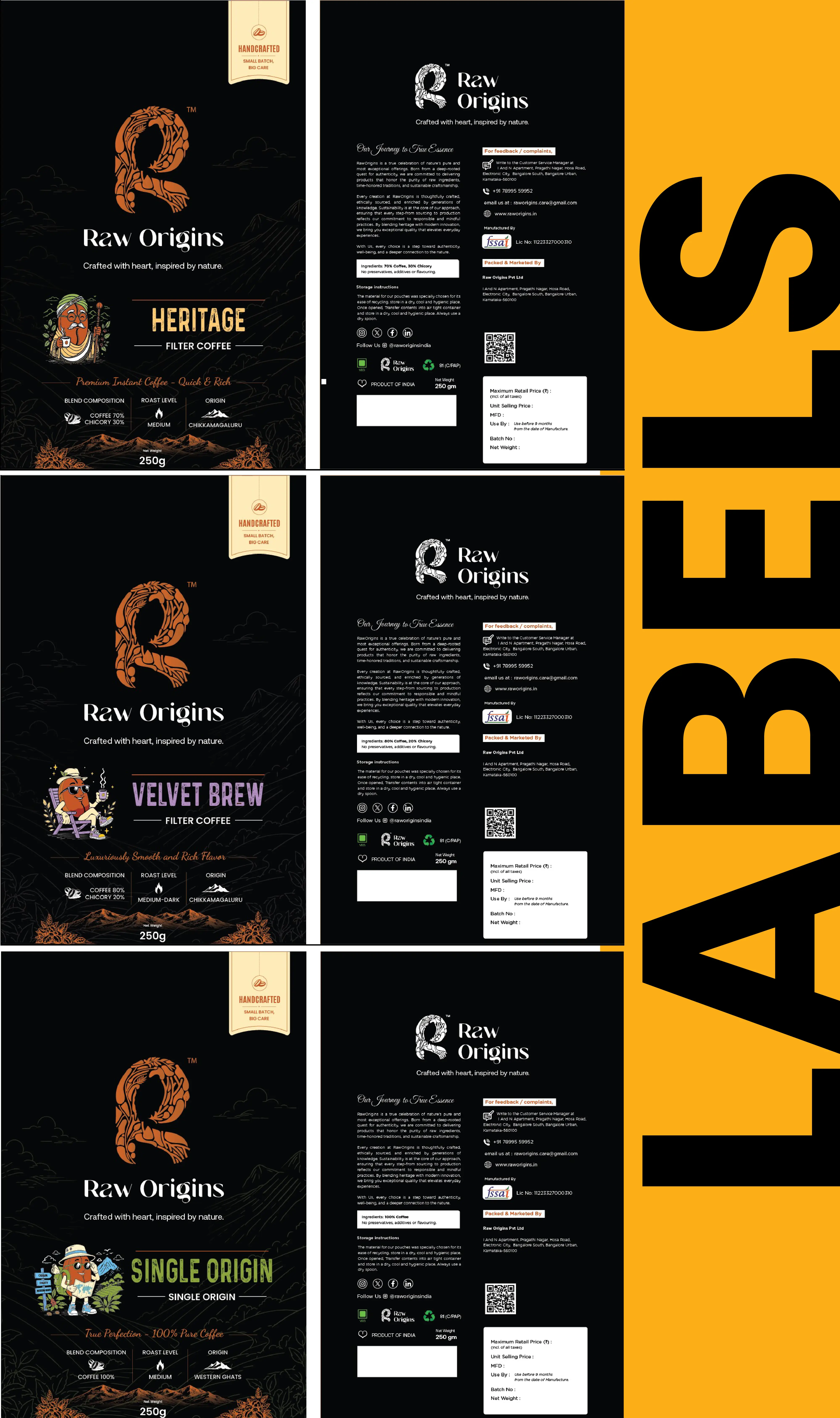 Raw Origin Filter Coffee Bag Labels