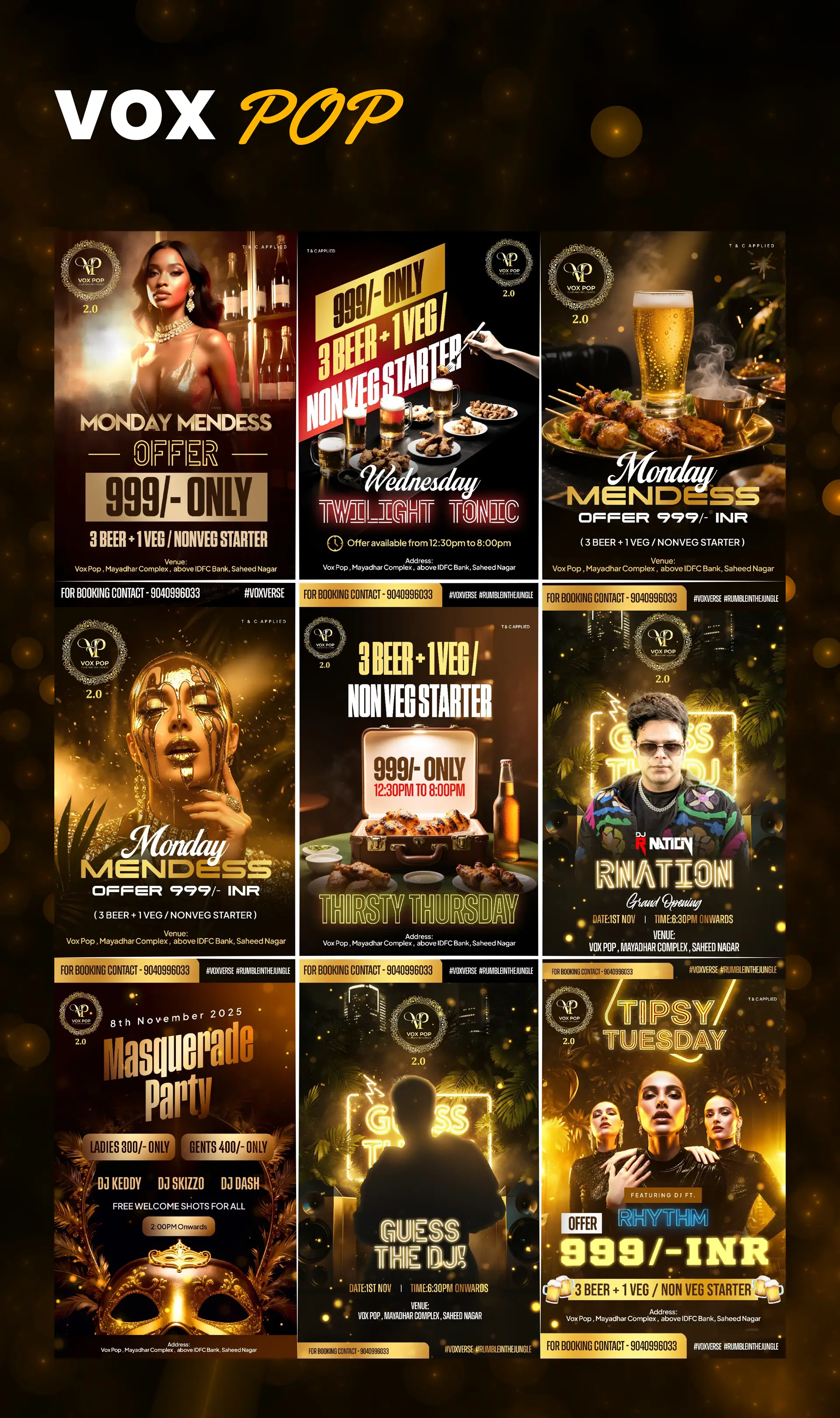 Premium event poster series for Vox Pop Dubai